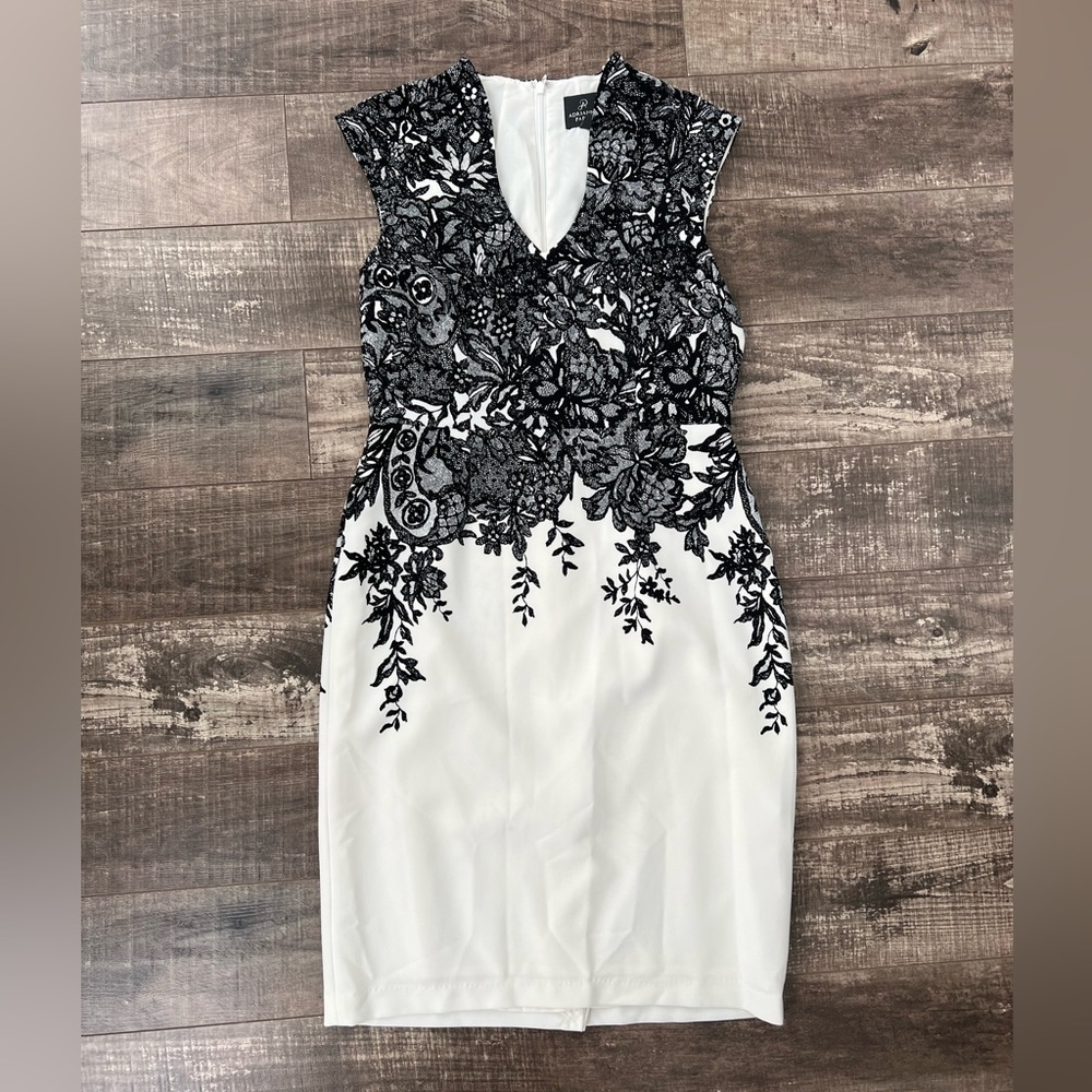 Adrianna Papell black and white floral dress
